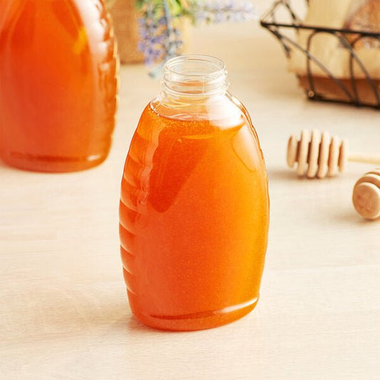16 oz. (24 oz. Honey Weight) Classic Queenline PET Honey Bottle - 195/Case - Bitterroot Buzz Bees