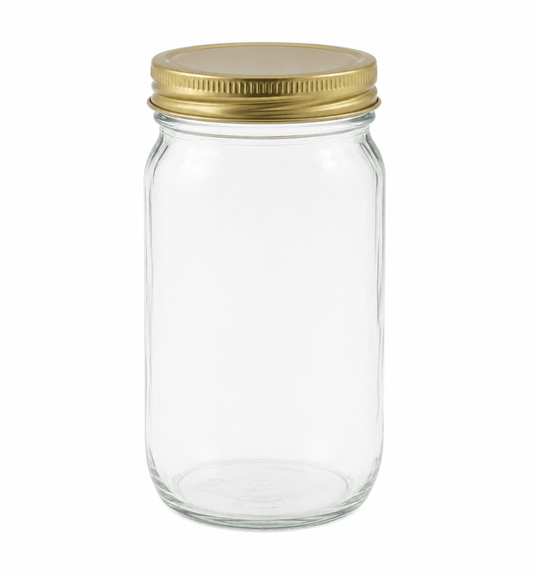 16 oz Clear Glass Round Mayo Jar 70-450G (12) - Bitterroot Buzz Bees