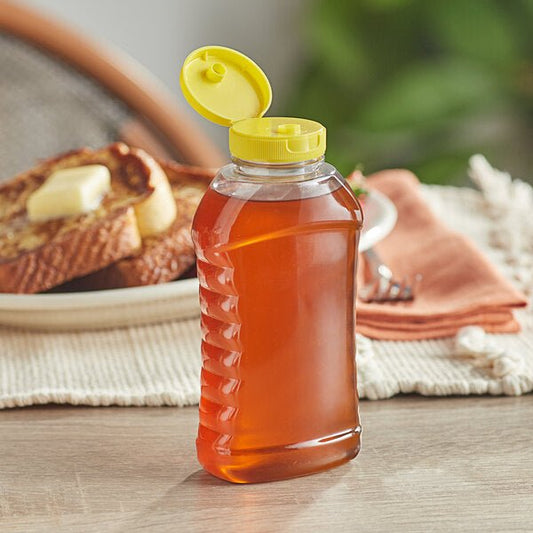 (16 oz. Honey Weight) Ribbed Hourglass PET Honey Bottle - Bitterroot Buzz Bees