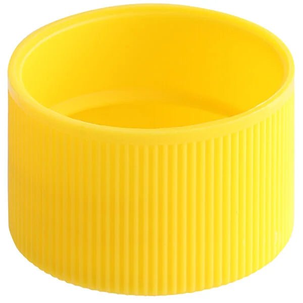 24/410 Yellow Ribbed Continuous Thread Cap with Pressure Sensitive Liner - Bitterroot Buzz Bees