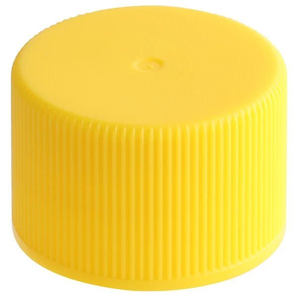 24/410 Yellow Ribbed Continuous Thread Cap with Pressure Sensitive Liner - Bitterroot Buzz Bees