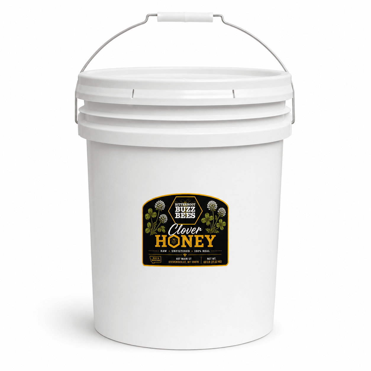 60lbs Clover Raw Honey - Bitterroot Buzz Bees