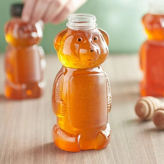 8 oz. (12 oz. Honey Weight) Bear PET Honey Bottle - 365/Case - Bitterroot Buzz Bees