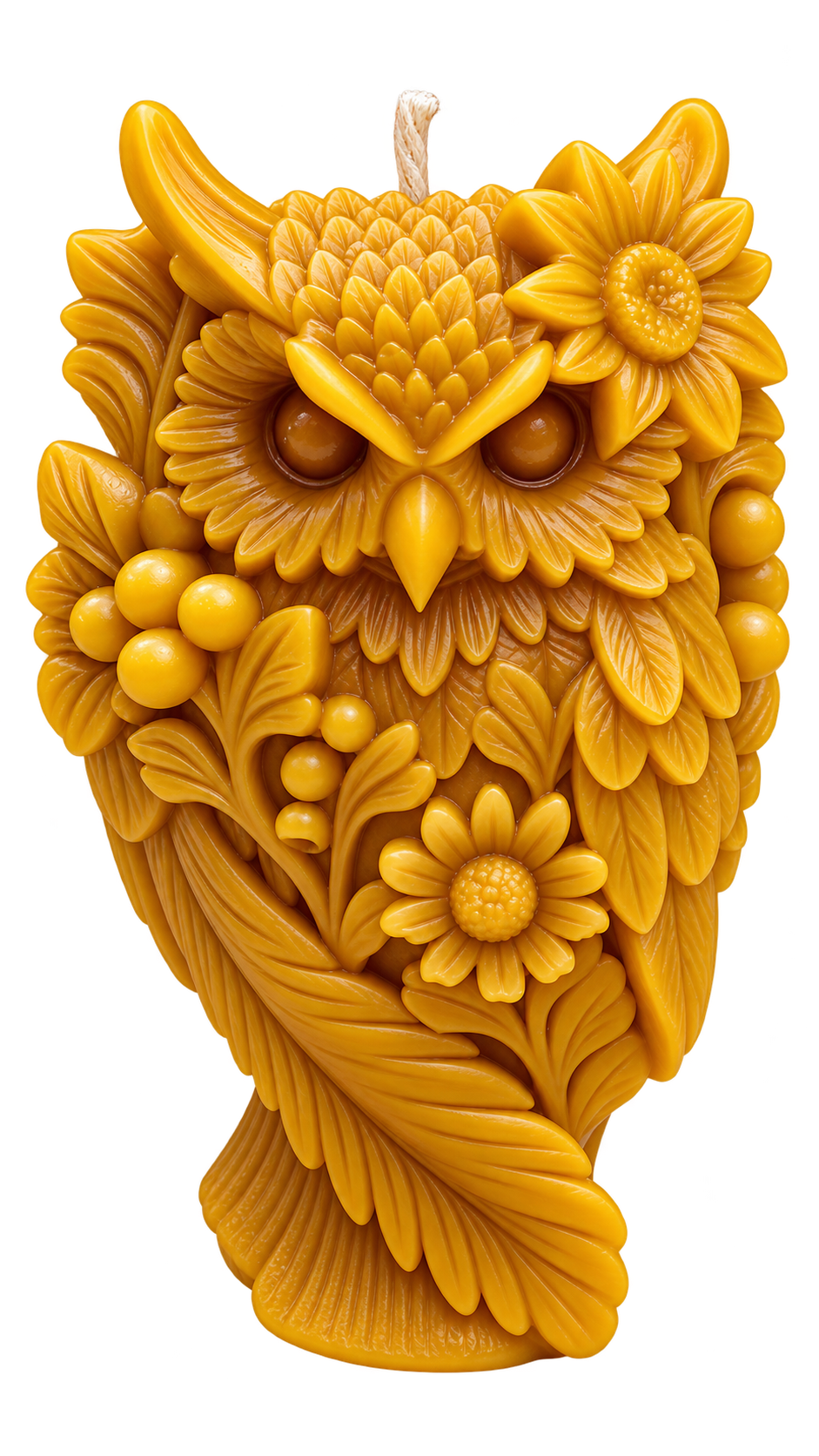 Handcrafted Beeswax Owl Candle | Floral Woodland Design