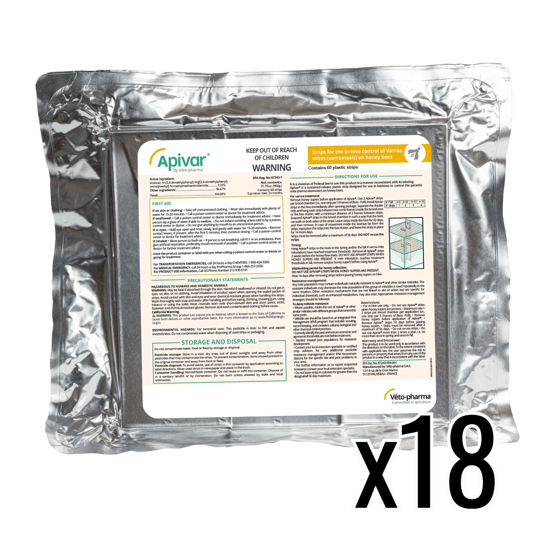 Apivar Original + Apivar 2.0 Varroa Mite Strips - Bitterroot Buzz Bees