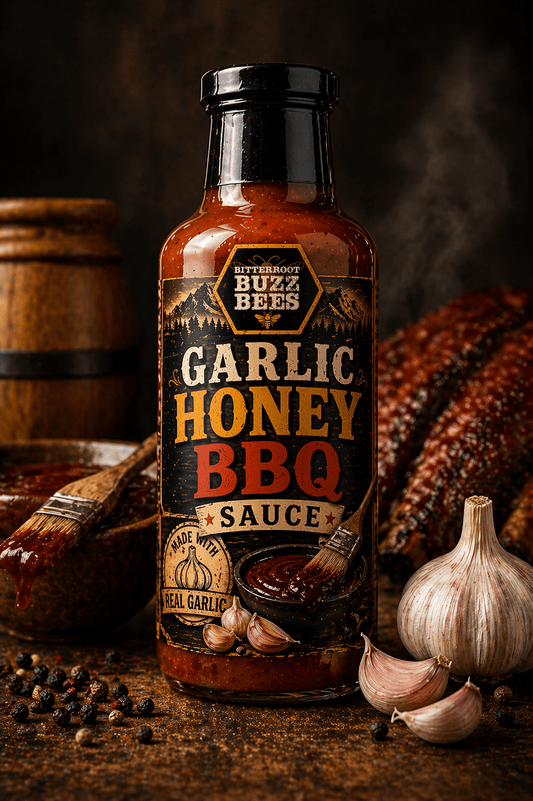 Garlic Honey BBQ Sauce – Sweet, Smoky & Savory Barbecue Sauce with Real Garlic - Bitterroot Buzz Bees