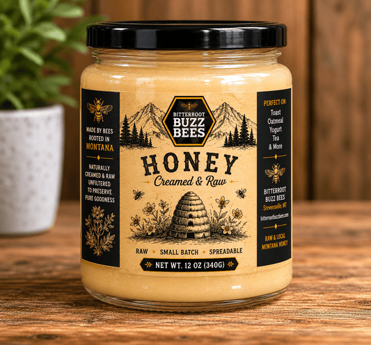 Honey Cream Delight: Rich and Smooth Cream Honey 12oz - Bitterroot Buzz Bees