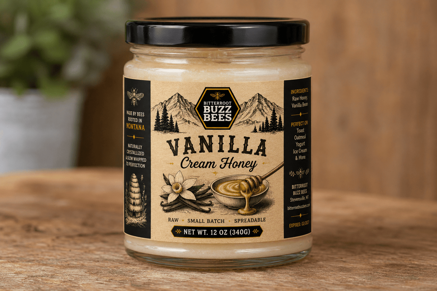 Honey Cream Delight: Rich and Smooth Cream Honey 12oz - Bitterroot Buzz Bees