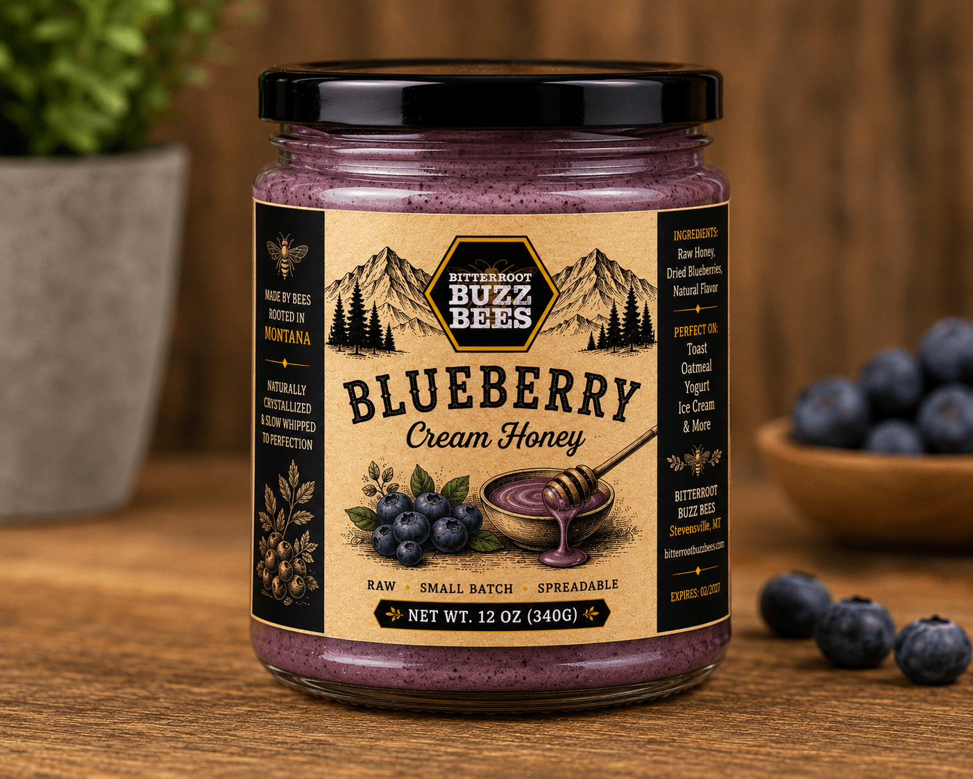 Honey Cream Delight: Rich and Smooth Cream Honey 12oz - Bitterroot Buzz Bees