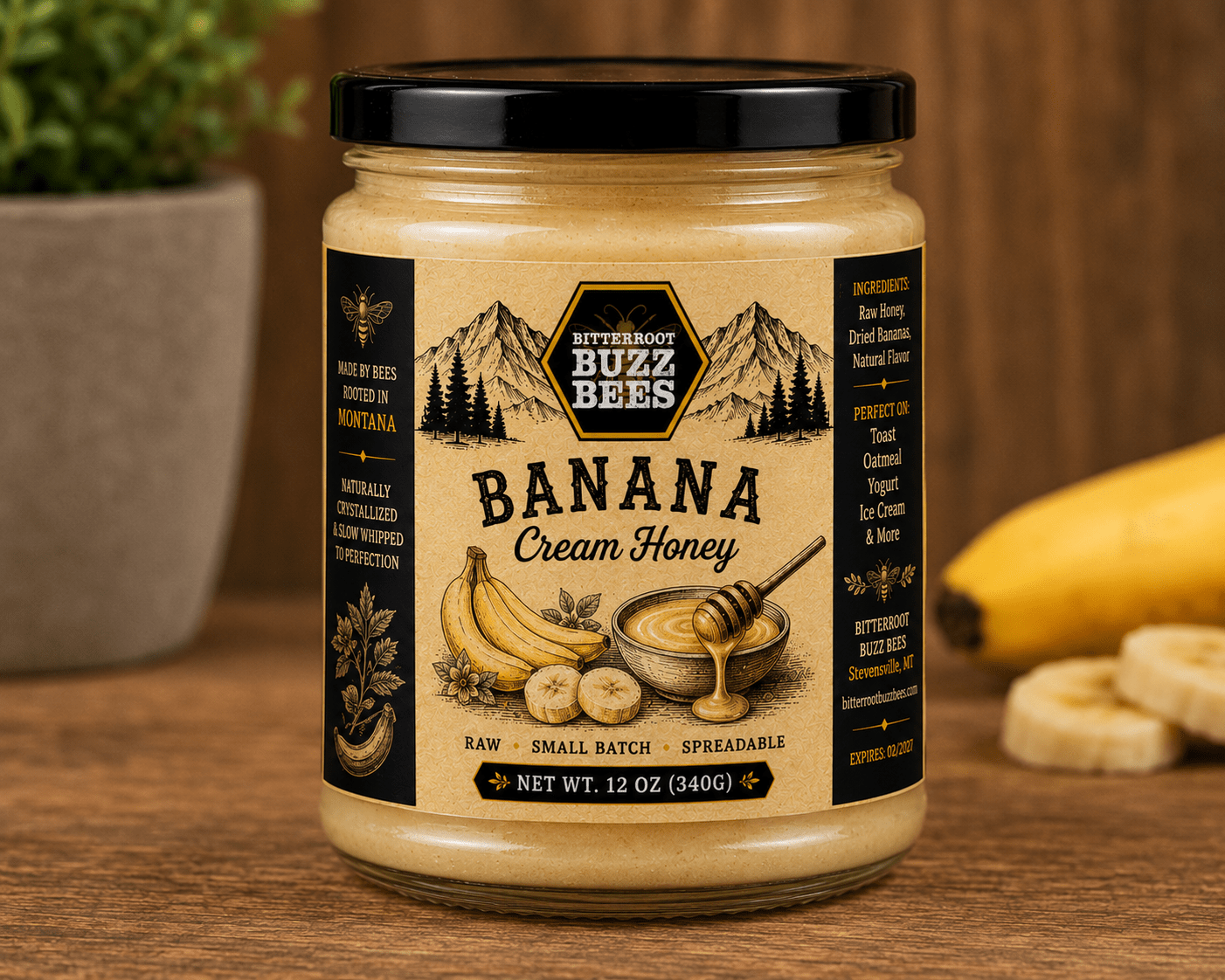 Honey Cream Delight: Rich and Smooth Cream Honey 12oz - Bitterroot Buzz Bees