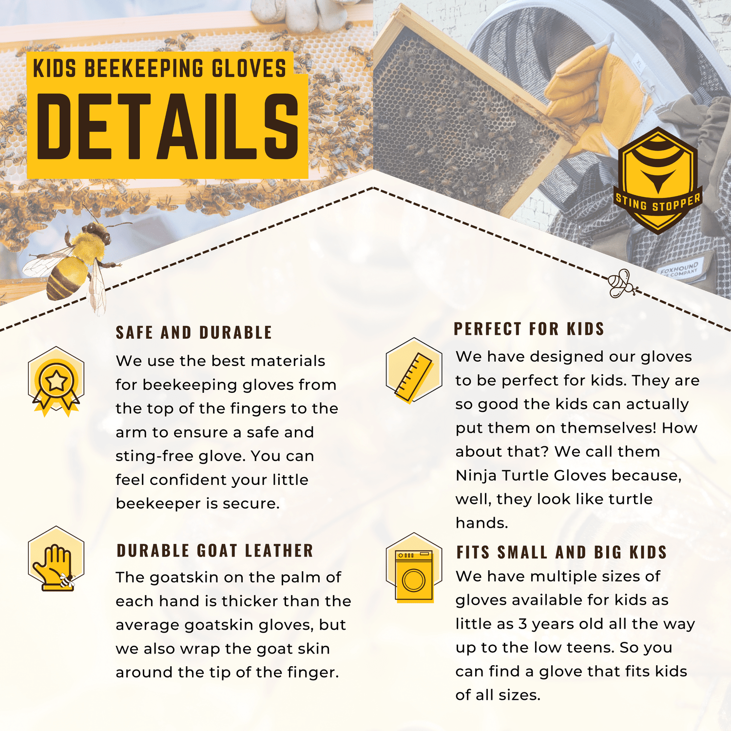 Kids Beekeeping Gloves - Bitterroot Buzz Bees