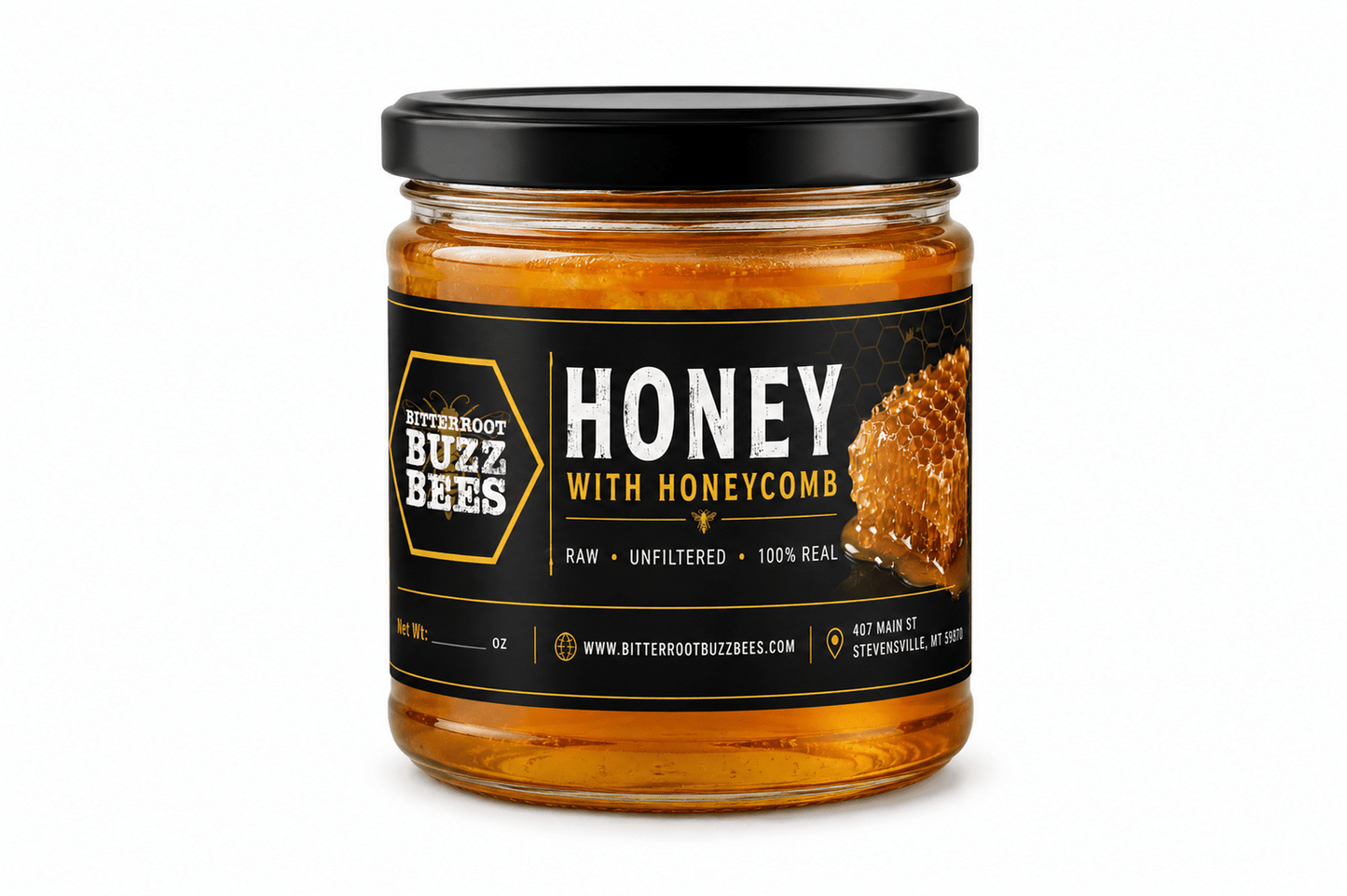 Montana Wildflower Honey w/Honey Comb - Bitterroot Buzz Bees