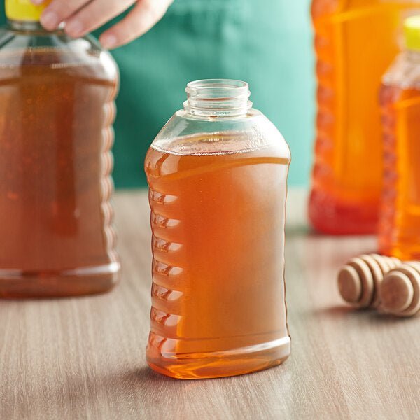 Ribbed Hourglass PET Honey Bottle - Bitterroot Buzz Bees
