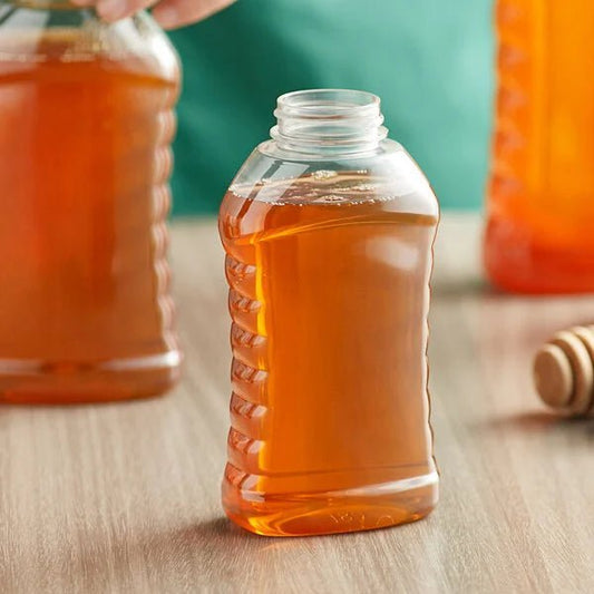Ribbed Hourglass PET Honey Bottle - Bitterroot Buzz Bees