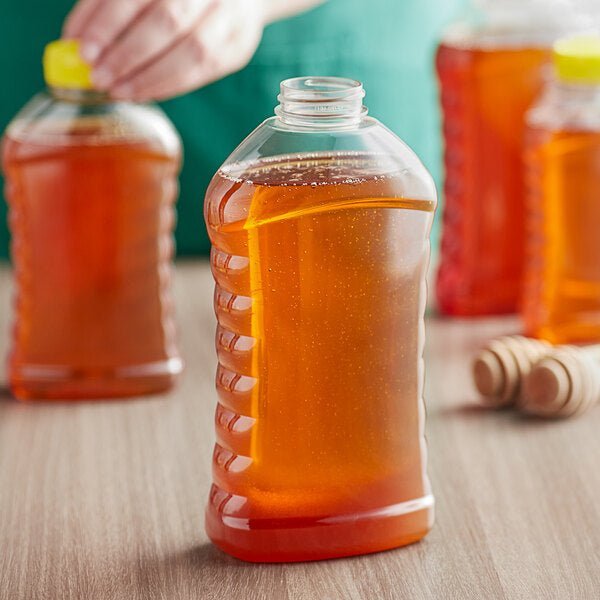 Ribbed Hourglass PET Honey Bottle - Bitterroot Buzz Bees
