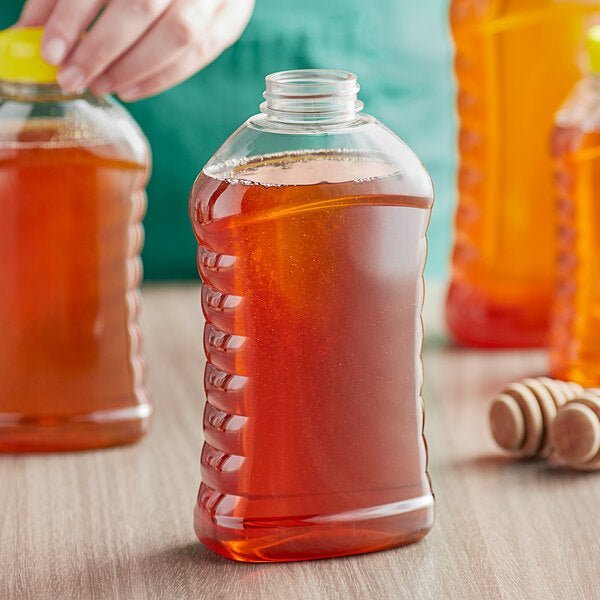 Ribbed Hourglass PET Honey Bottle - Bitterroot Buzz Bees
