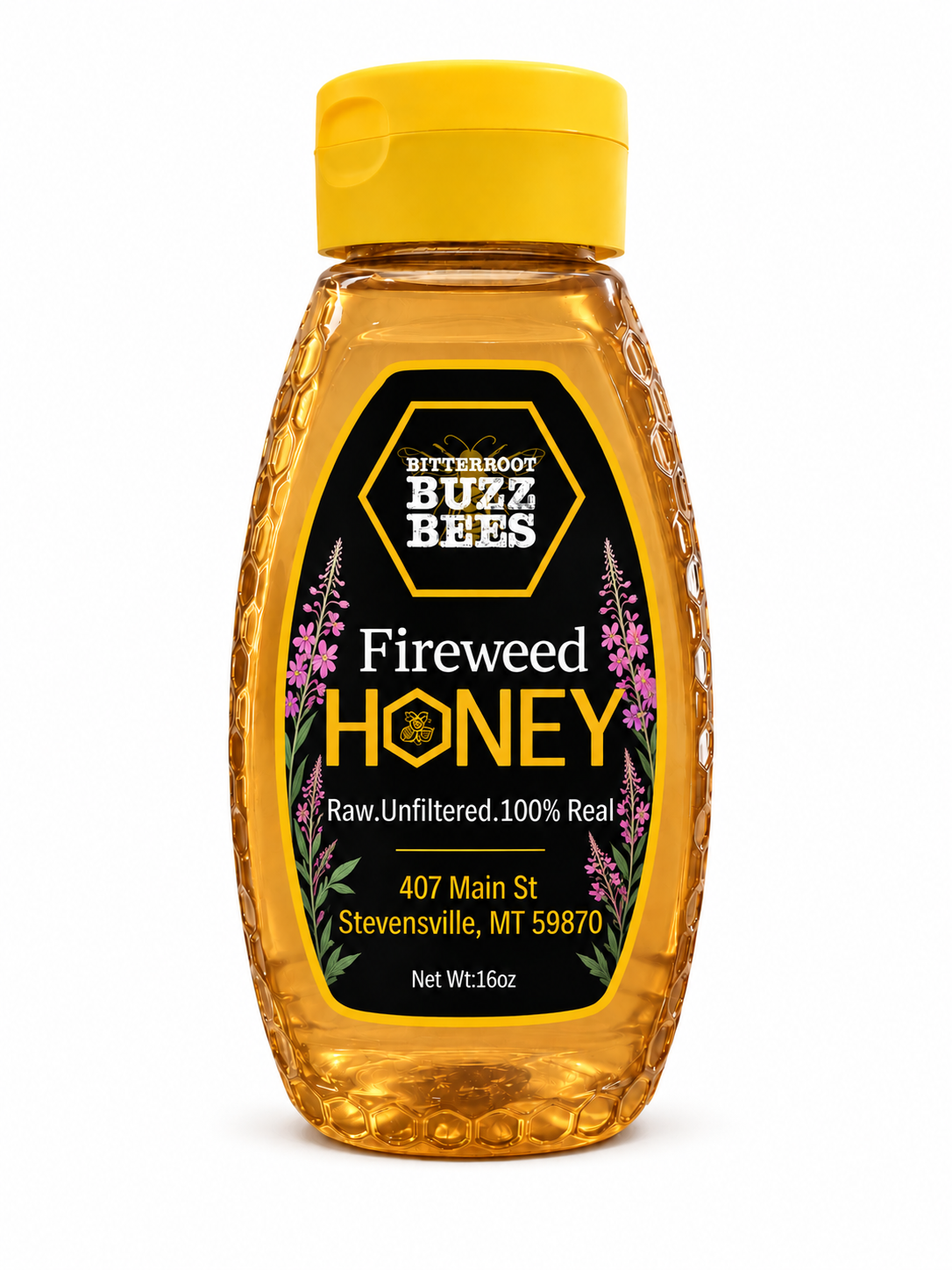 Fireweed Raw Honey Squeeze Jar - Pure & Delicious