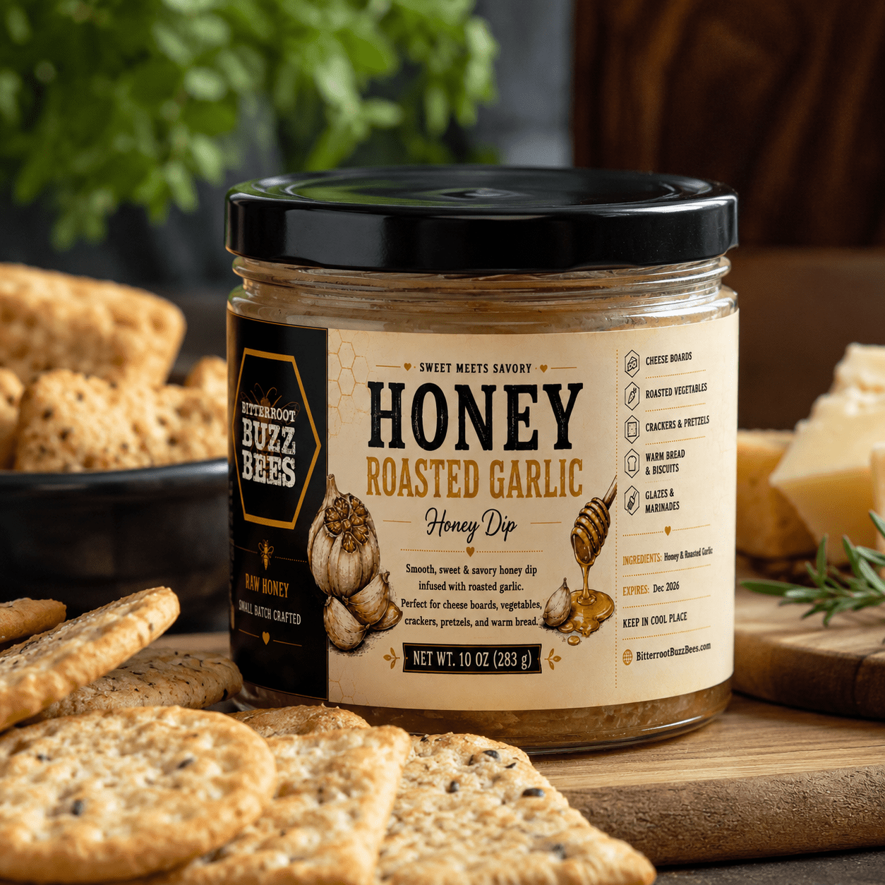 Roasted Garlic Honey Dip - Bitterroot Buzz Bees