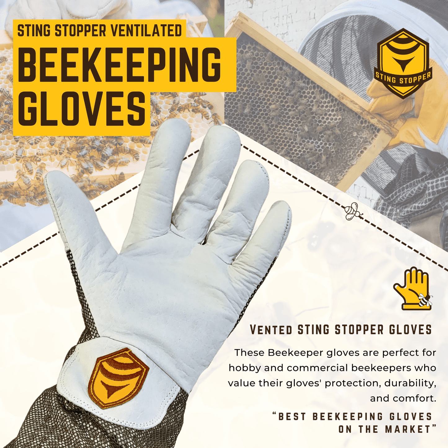 Ventilated Goat Skin Beekeeping Gloves - Bitterroot Buzz Bees