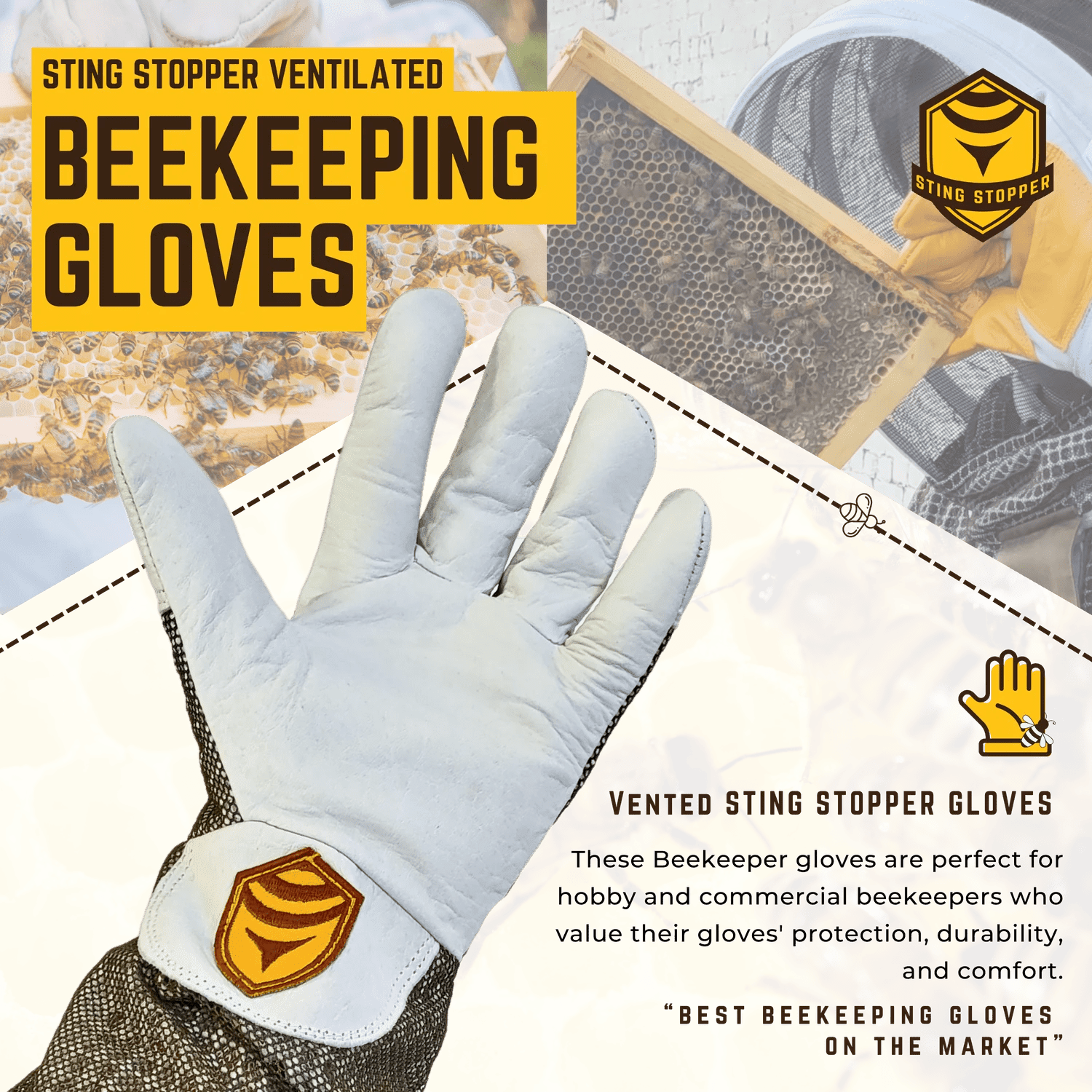 Ventilated Goat Skin Beekeeping Gloves - Bitterroot Buzz Bees